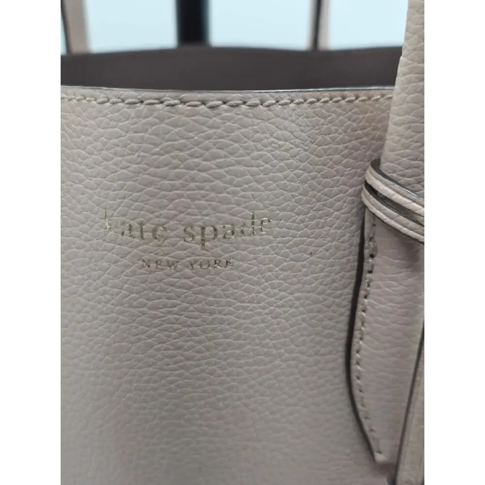 Kate Spade Eva Small Satchel Pebbled Leather Crossbody Bag Blush Taupe EUC